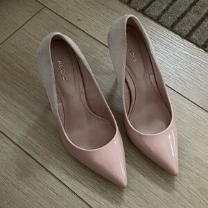 Aldo Blush Pink Leather and Suede High Heels Size 6